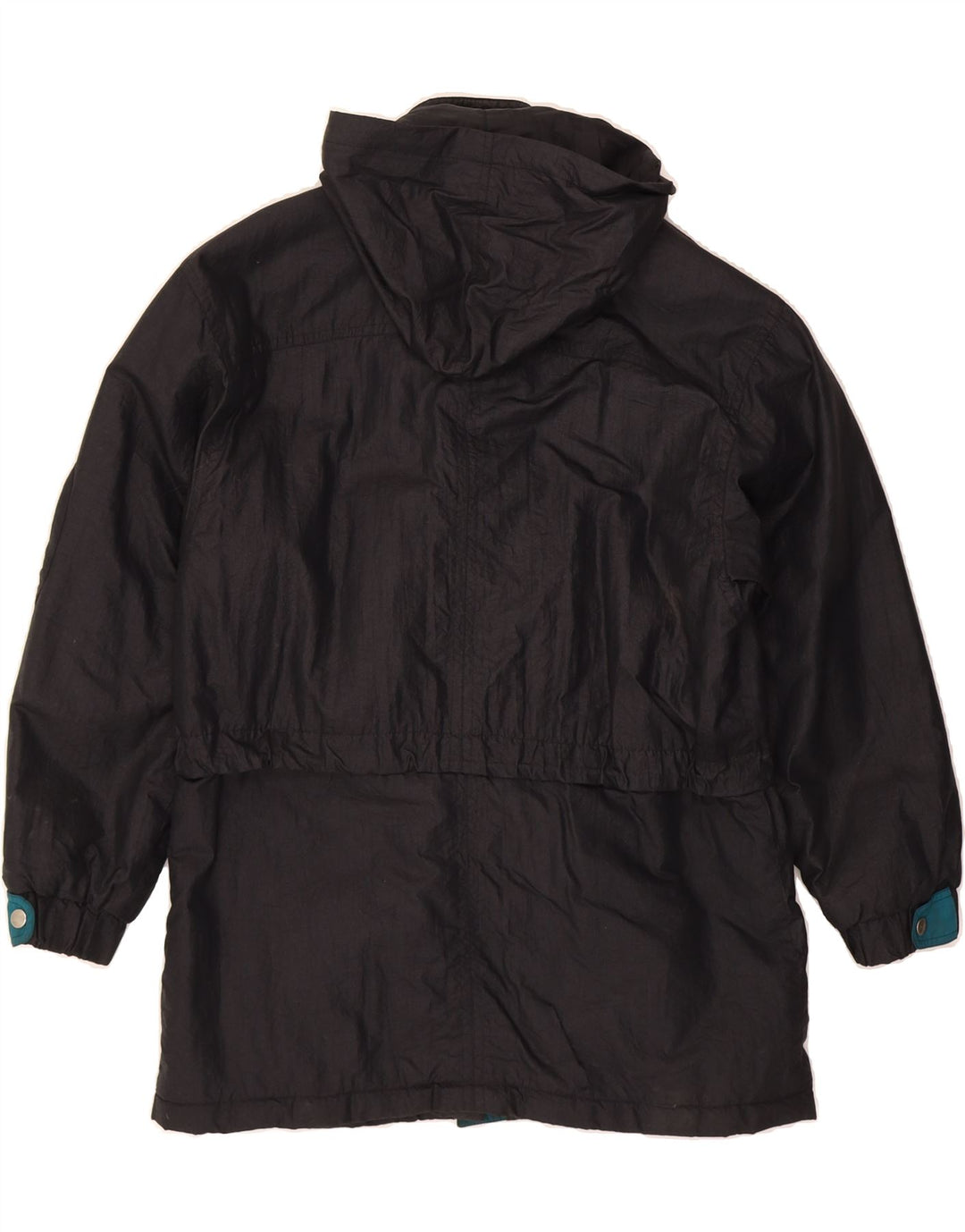 YESSICA Womens Hooded Windbreaker Coat UK 14 Medium Black Nylon Vintage Yessica and Second-Hand Yessica from Messina Hembry 