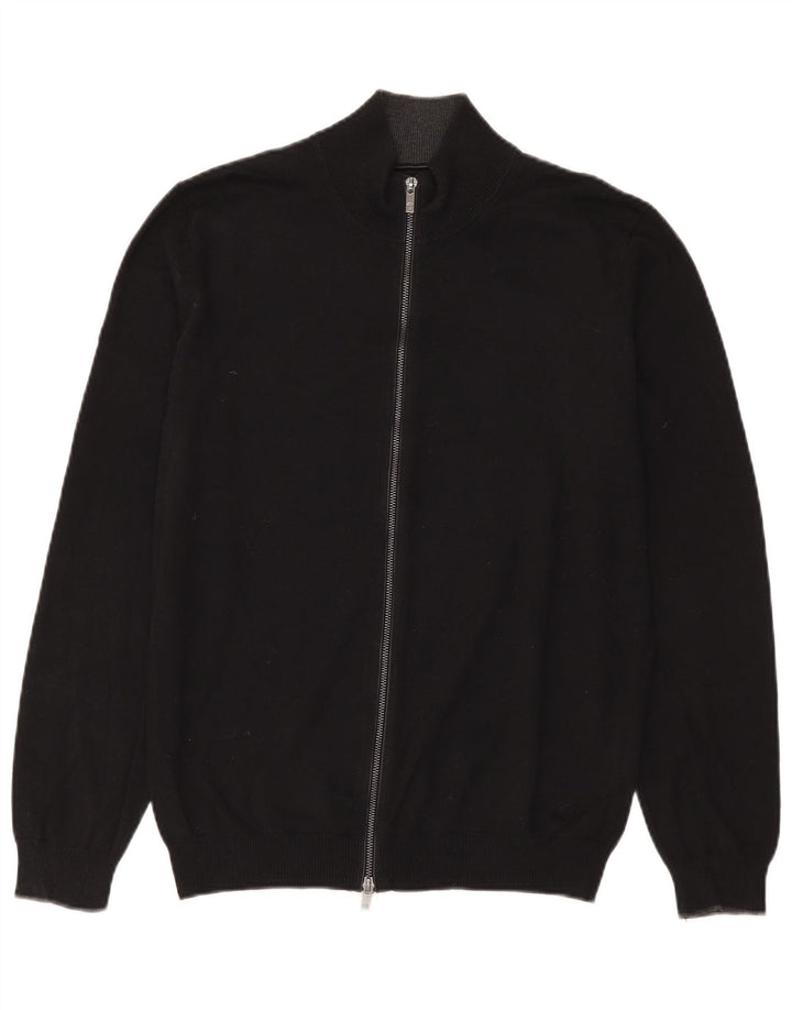 Мужской кардиган с молнией Massimo Dutti, большой черный хлопковый свитер