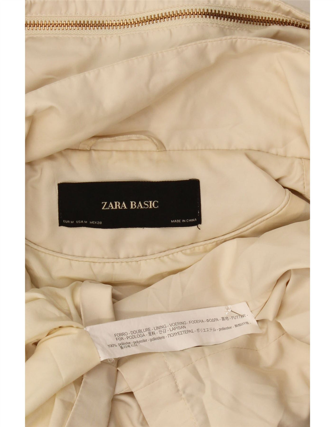 Женская куртка-бомбер с капюшоном Zara UK 14, средний цвет, белый полиэстер