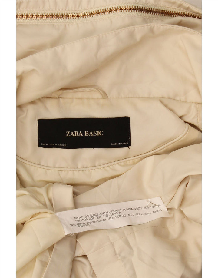 Женская куртка-бомбер с капюшоном Zara UK 14, средний цвет, белый полиэстер