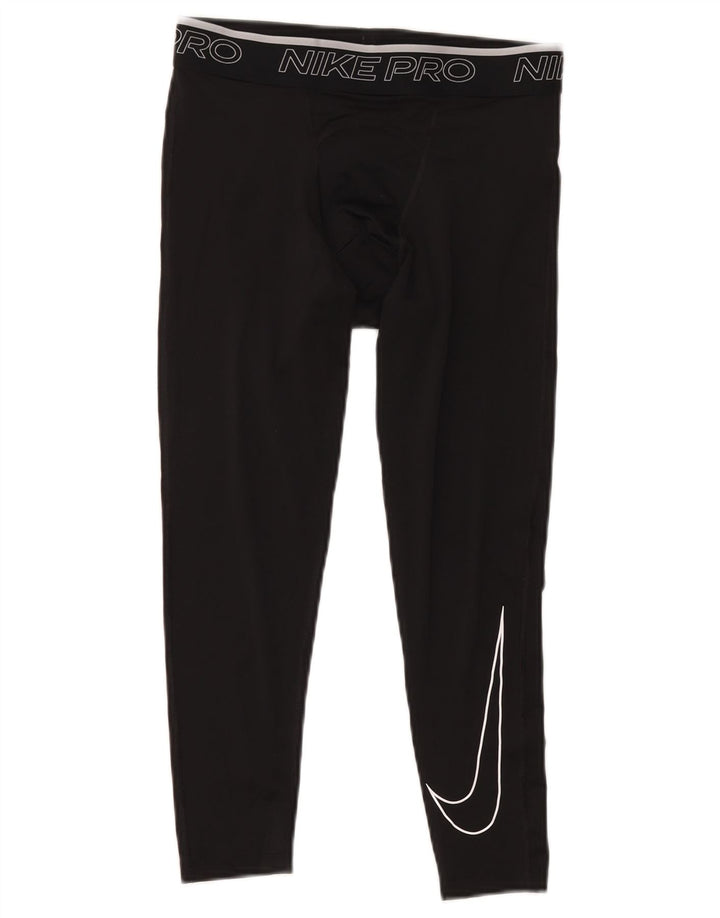 Мужские леггинсы-капри с рисунком Nike Dri Fit, средний черный полиэстер