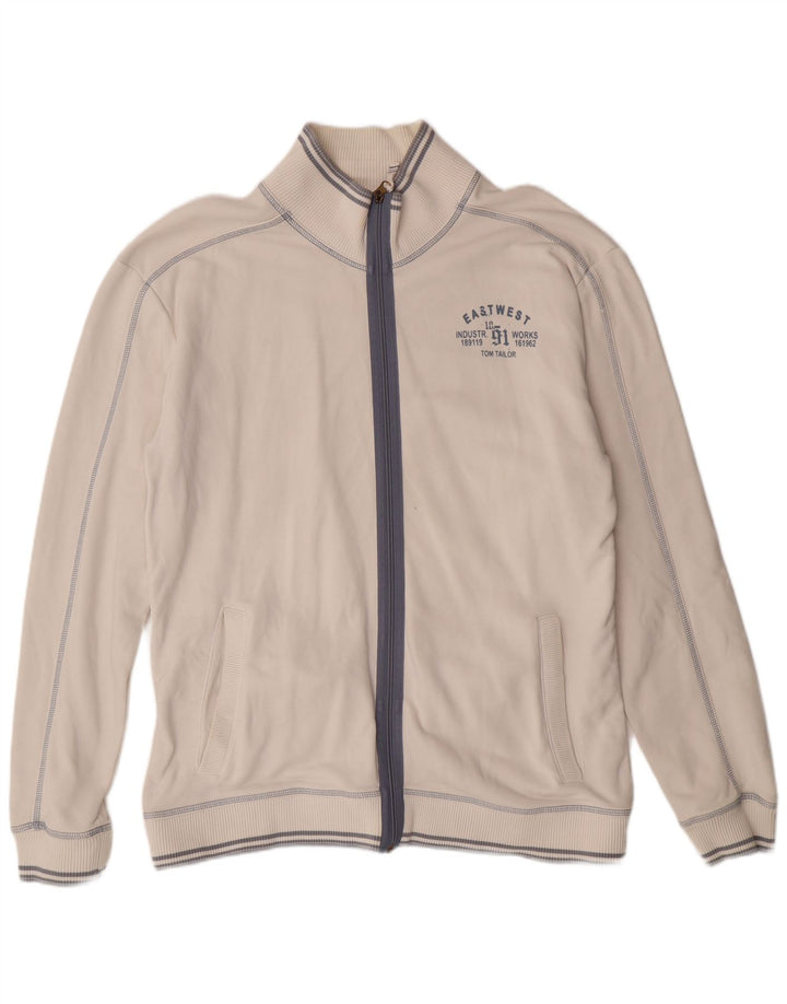 TOM TAILOR Mens Tracksuit Top Jacket XL White Cotton