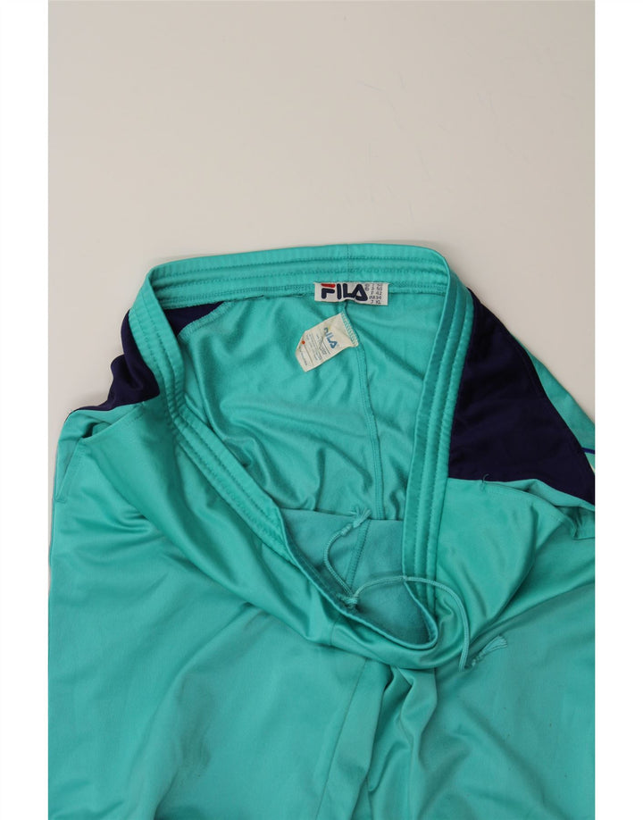 FILA Mens Graphic Tracksuit Trousers IT 50 Medium Turquoise Colourblock Vintage Fila and Second-Hand Fila from Messina Hembry 