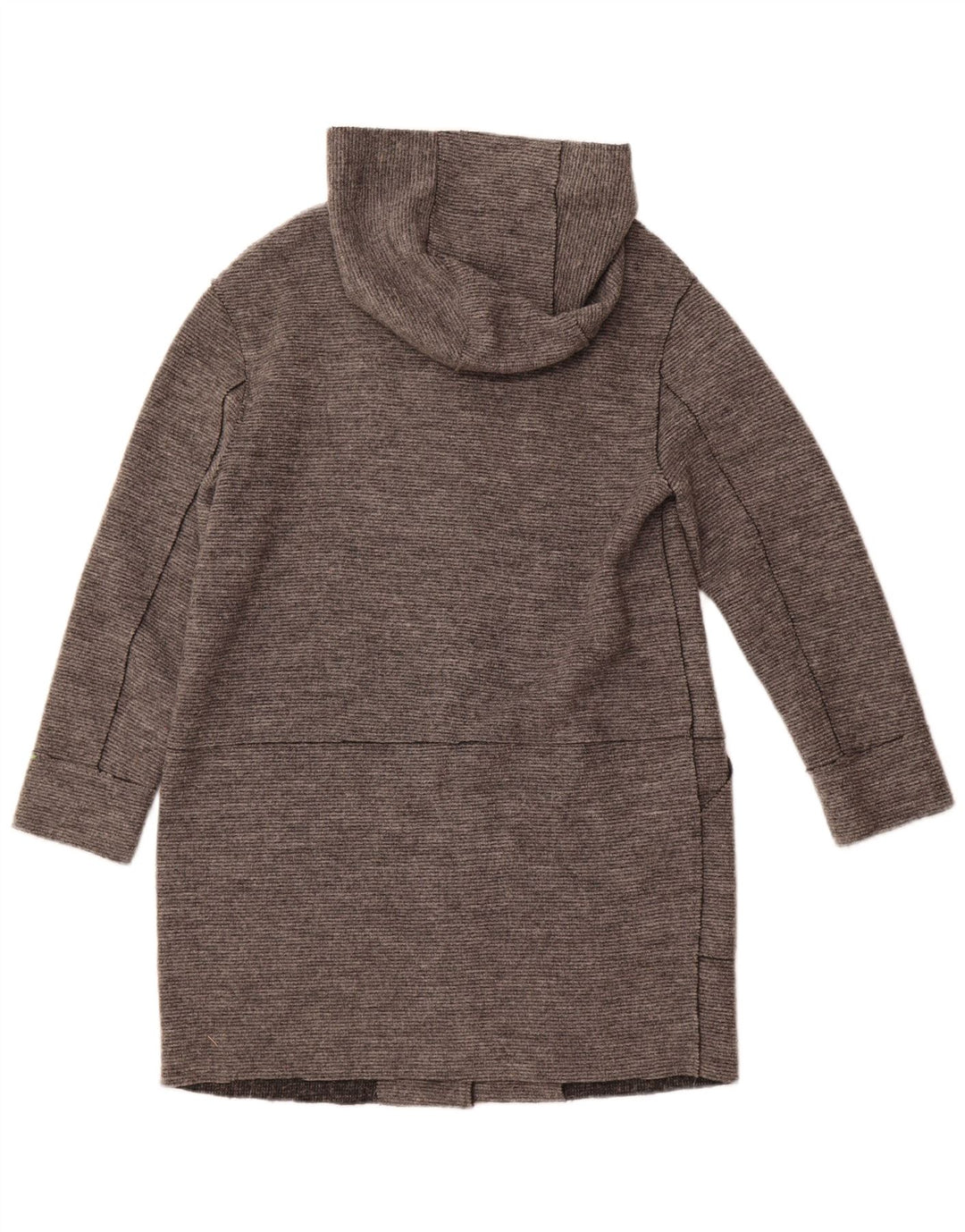 Женское пальто с капюшоном ZARA UK 14, шерсть среднего серого цвета