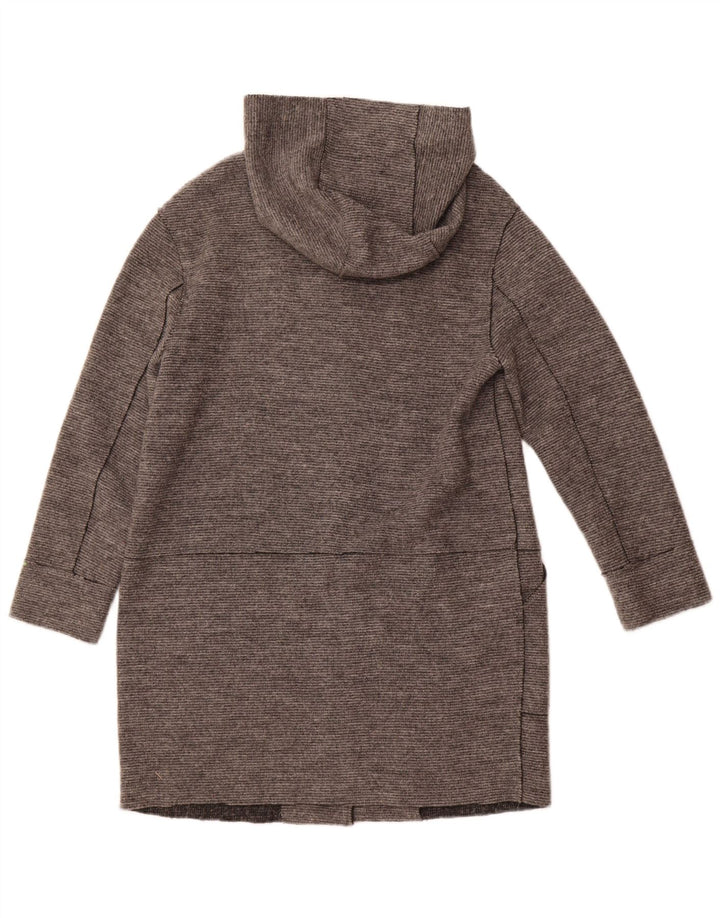 Женское пальто с капюшоном ZARA UK 14, шерсть среднего серого цвета