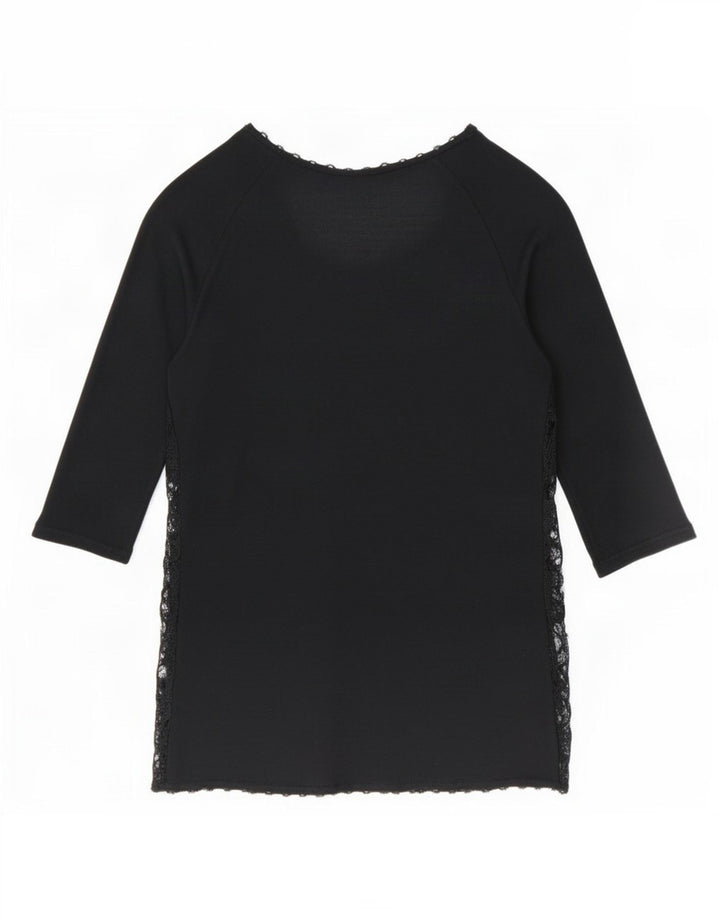Женский прозрачный топ с рукавами 3/4 Zara UK 12, средний черный