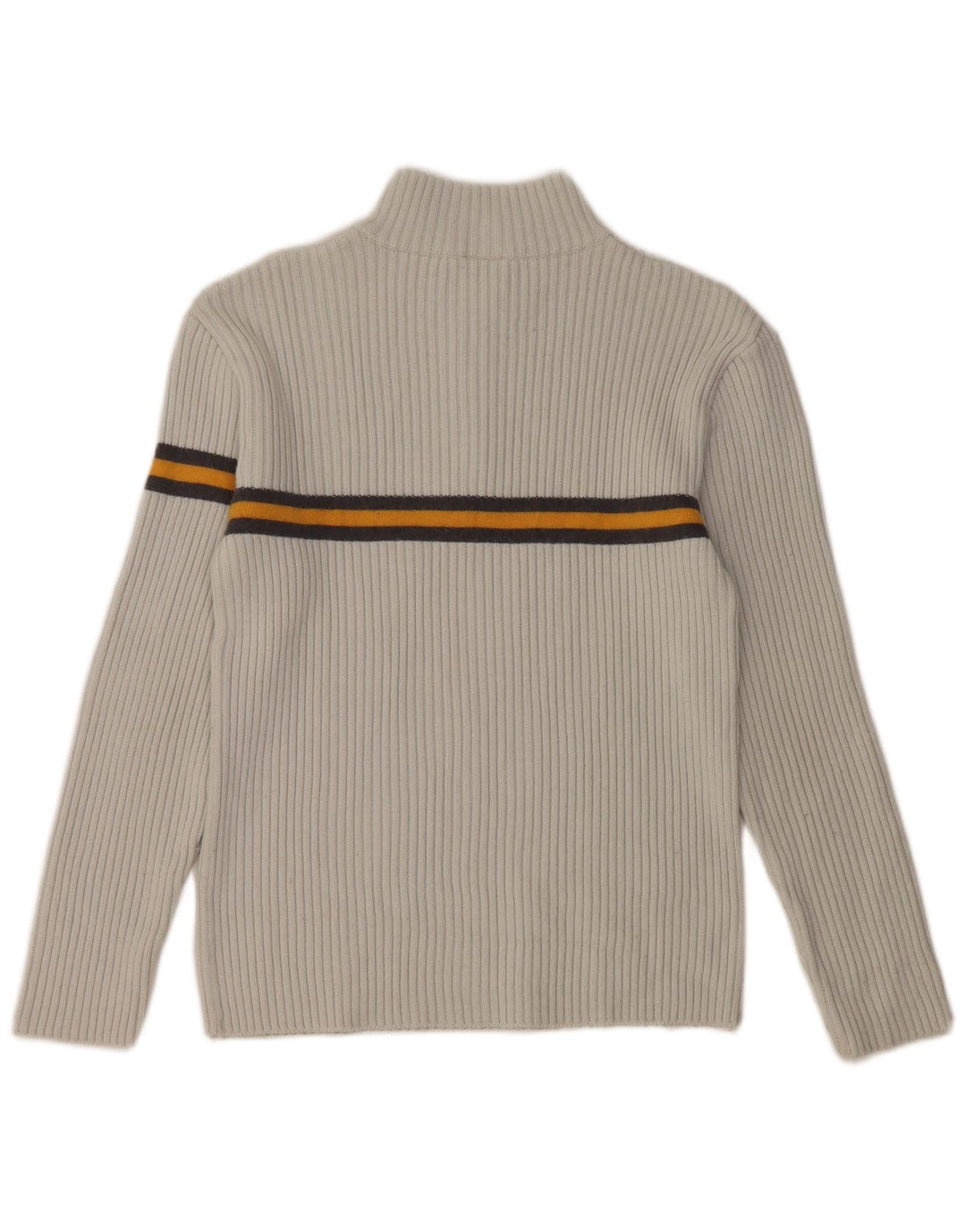 Женский свитер FILA с воротником на молнии, Великобритания, 10, маленький, серый, в полоску, шерстяной