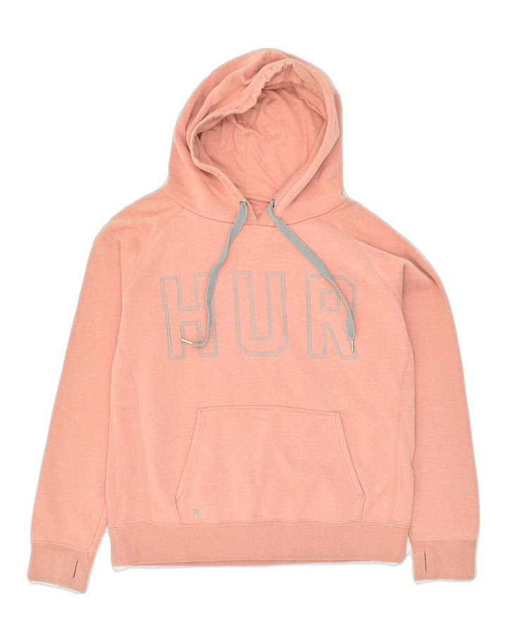 HURLEY Womens Graphic Hoodie Jumper UK 18 XL Orange Cotton | Vintage Hurley | Thrift | Second-Hand Hurley | Used Clothing | Messina Hembry 