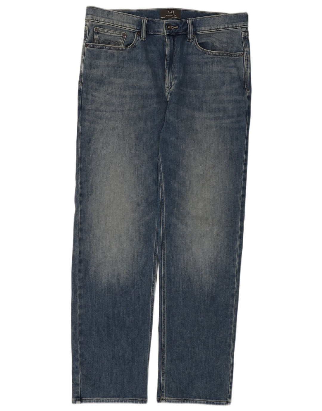 Мужские прямые джинсы Marks & Spencer W34 L31 синие, хлопок