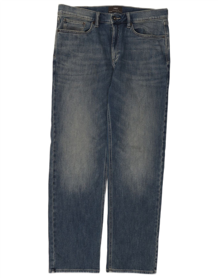 Мужские прямые джинсы Marks & Spencer W34 L31 синие, хлопок