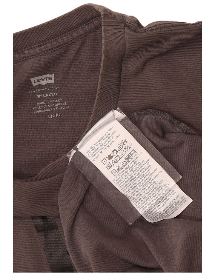 Мужская свободная футболка с рисунком Levi's, большой серый хлопок