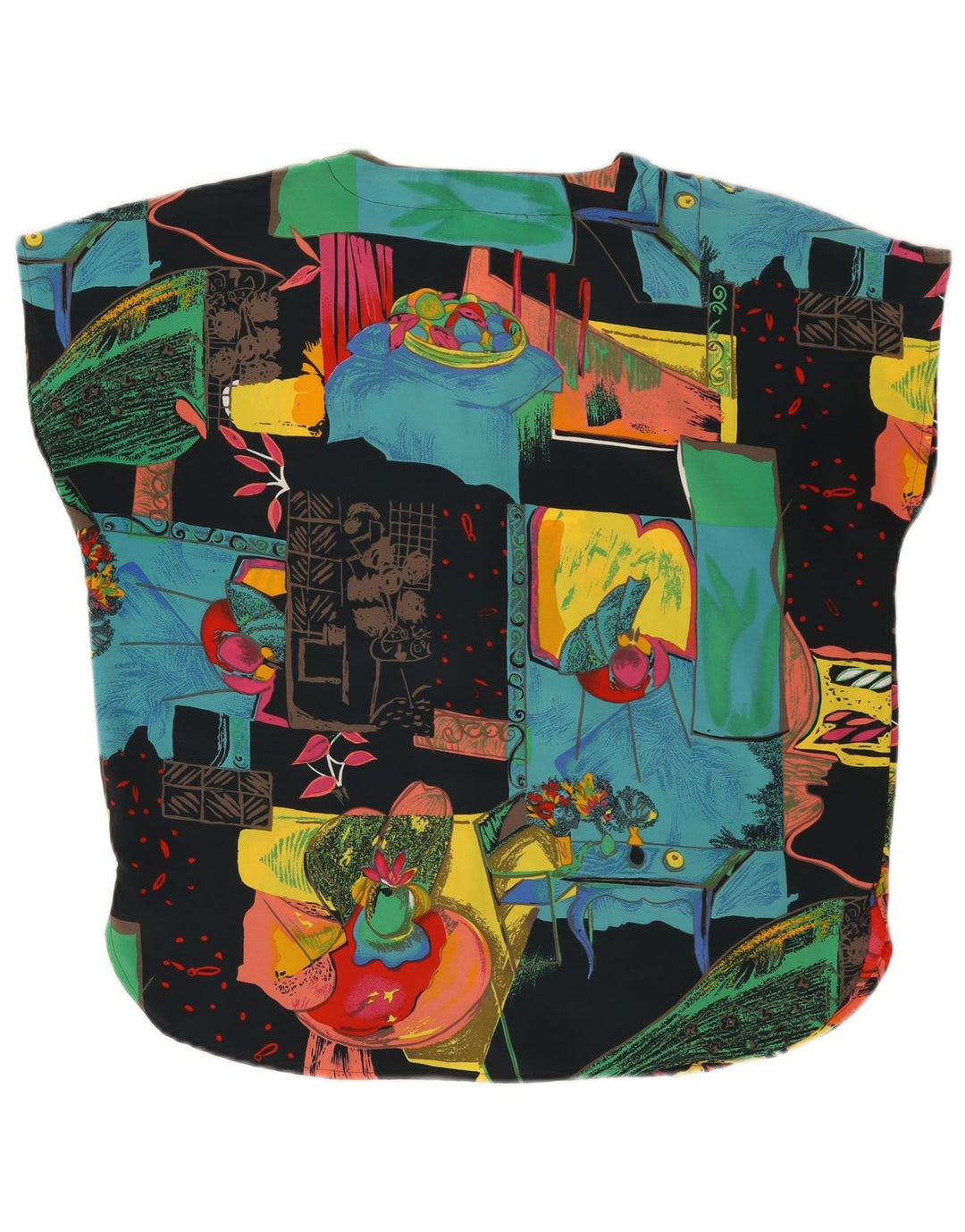 НОВАЯ женская блузка с абстрактным узором FAST EU 42, большой черный полиэстер