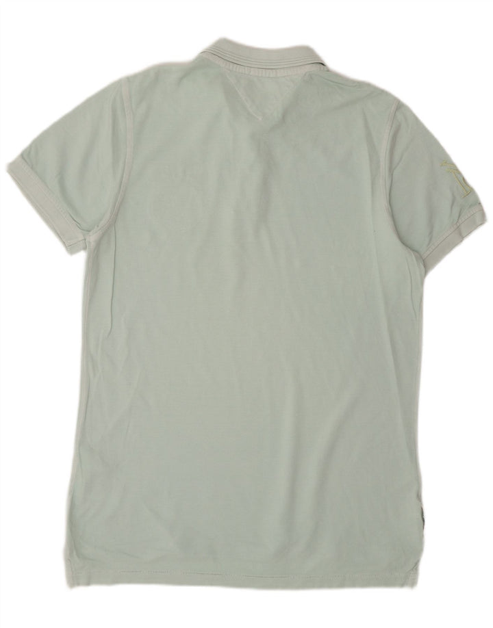 Мужская рубашка-поло с рисунком TOMMY HILFIGER, большая синяя хлопковая ткань