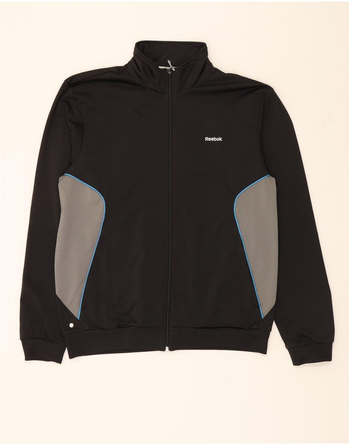 REEBOK Mens Tracksuit Top Jacket Large Black Colourblock Polyester Vintage Reebok and Second-Hand Reebok from Messina Hembry 