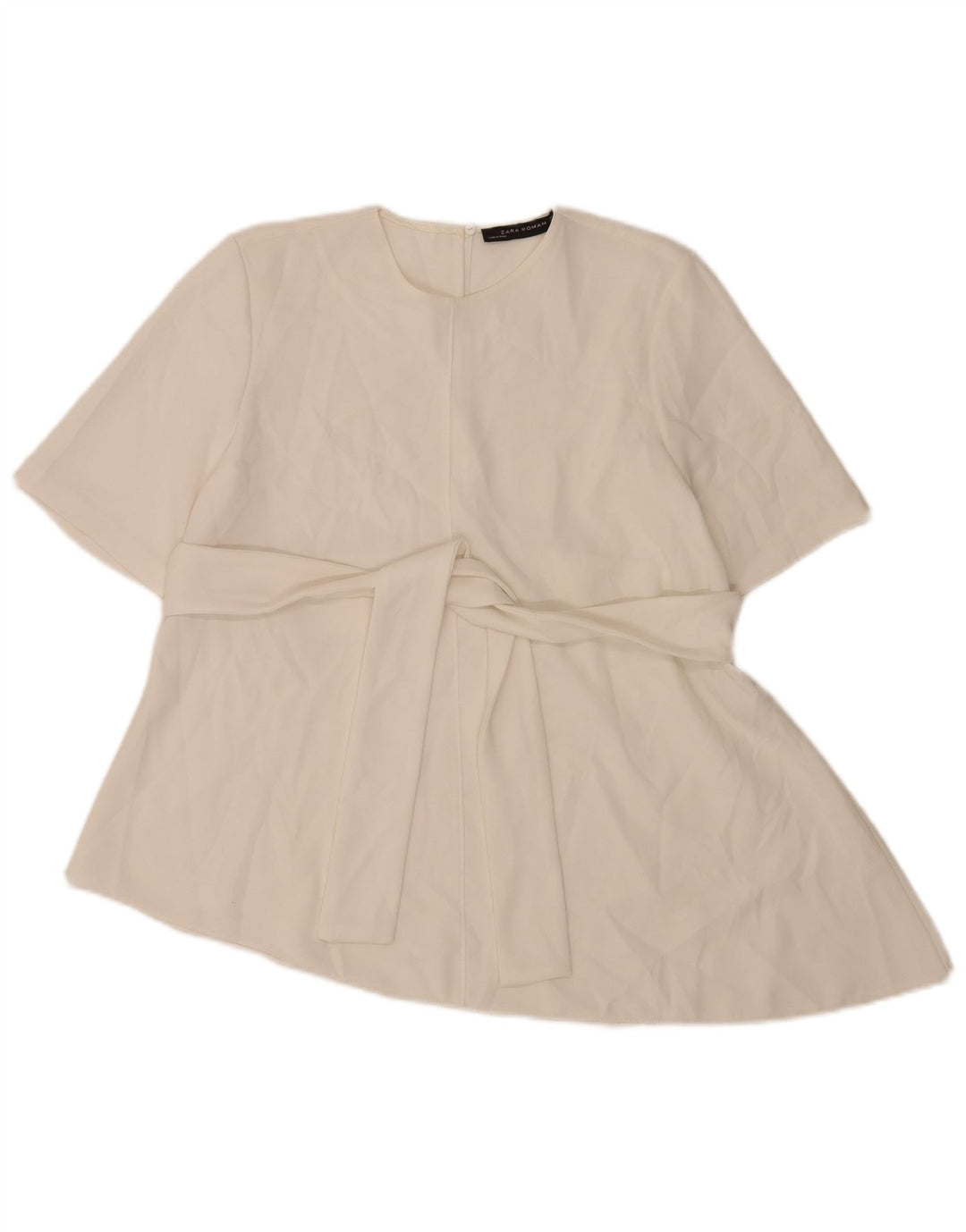 Женская асимметричная блузка Zara Top UK 12, средний белый полиэстер