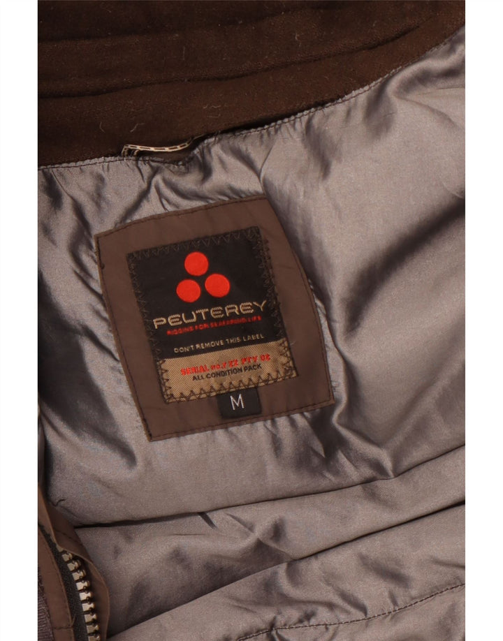 PEUTEREY Мужская стеганая куртка с капюшоном UK 38 Средне-коричневый хлопок