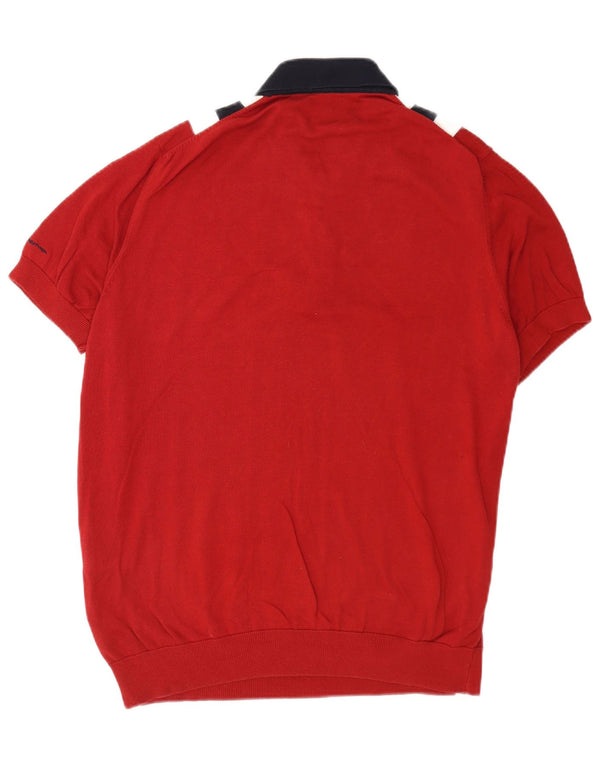 Мужской свитер-поло с короткими рукавами Ben Sherman, красный, цветной блок, XL
