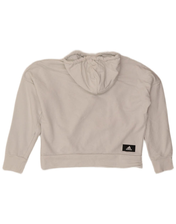 Женский укороченный джемпер с капюшоном Adidas Oversized с рисунком, Великобритания, размер 4/6 XS, белый хлопок