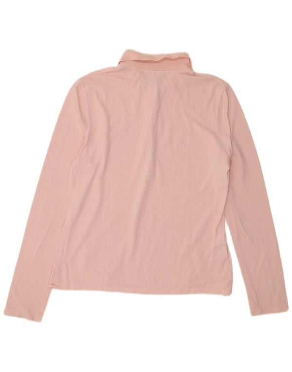 LACOSTE Женская рубашка поло приталенного кроя с длинным рукавом, размер 44, большая розовая, хлопок