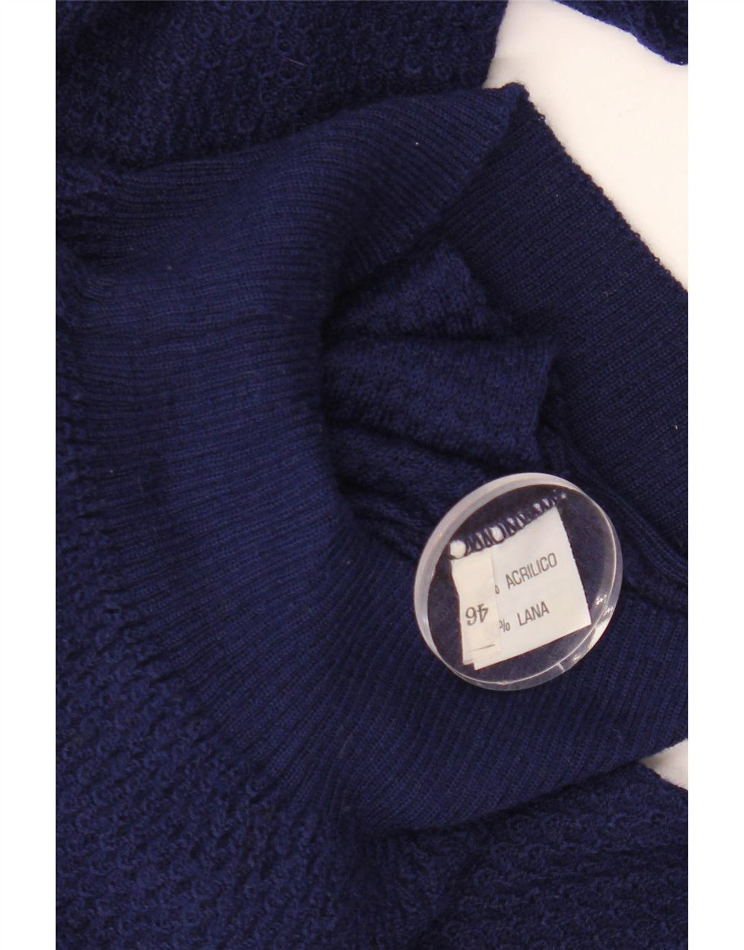 VINTAGE Женский джемпер с V-образным вырезом IT 46 Большой Темно-Синий Акрил