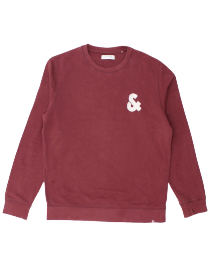 Мужской свитшот с рисунком JACK & JONES, джемпер среднего цвета, бордовый хлопок, хлопок