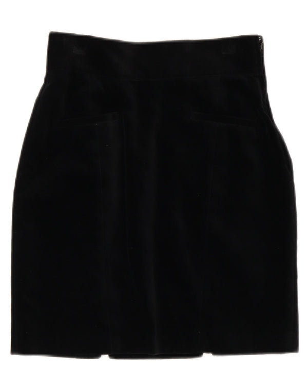 BENETTON Womens Velvet Pencil Skirt IT 40 Small W24  Black Cotton