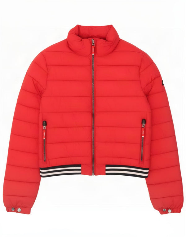 Женская стеганая куртка Superdry UK 14, большой красный полиэстер