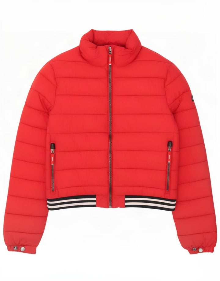 Женская стеганая куртка Superdry UK 14, большой красный полиэстер