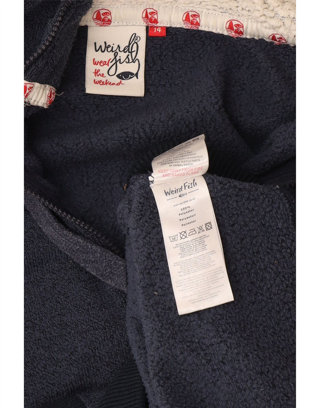 Женский свитер с капюшоном на молнии Weird Fish UK 14, большой темно-синий полиэстер