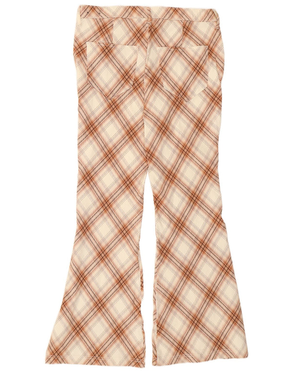 Женские повседневные брюки-клеш Hollister, большие W32 L32, бежевые клетчатые брюки из вискозы