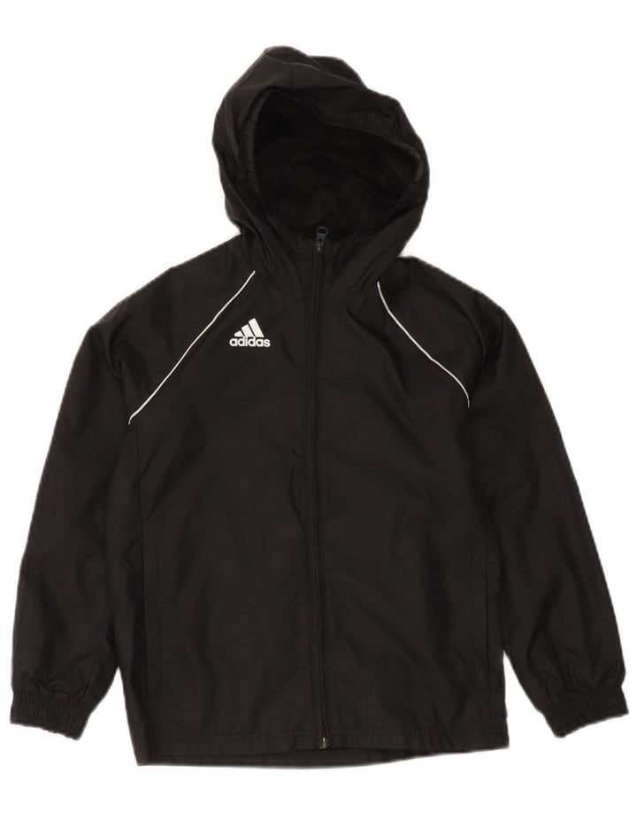 Куртка-дождевик Adidas для мальчиков с капюшоном 7-8 лет, черный полиэстер