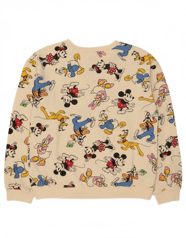 DISNEY Boys Graphic Sweatshirt Jumper 11-12 Years Large Off White Cotton