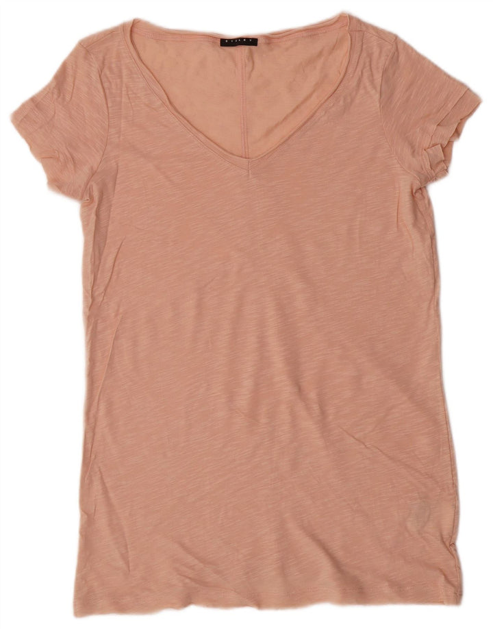 SISLEY Womens T-Shirt Top UK 12 Medium Beige Cotton