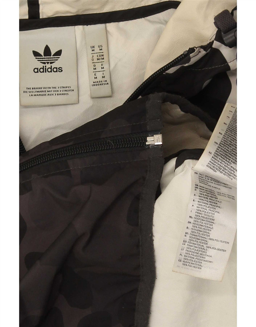 Мужская куртка-дождевик Adidas с капюшоном UK 38, средний серый камуфляжный полиэстер