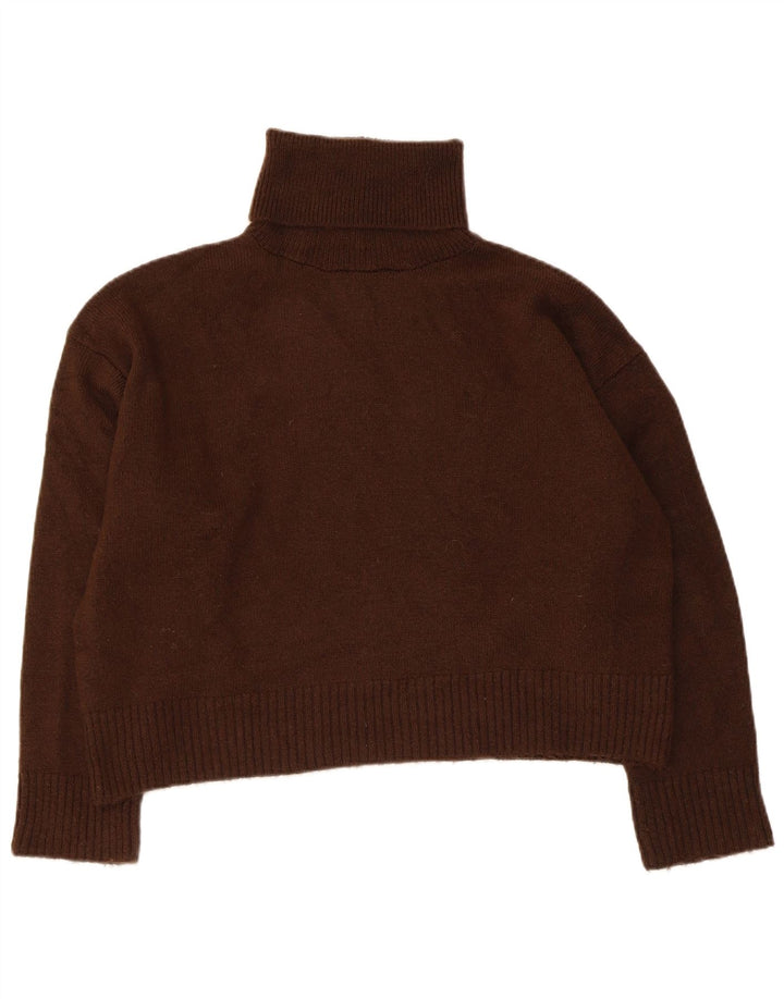 Женский свободный укороченный джемпер с высоким воротником Zara UK 10, маленький коричневый цвет