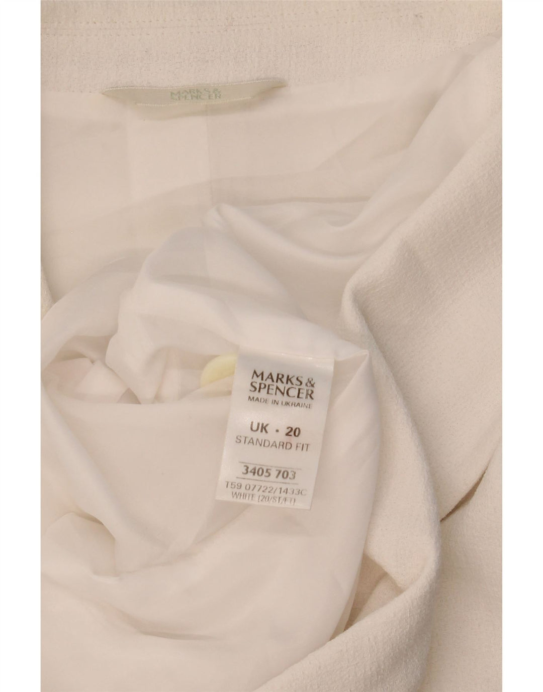 Женский пиджак с короткими рукавами и двумя пуговицами Marks & Spencer UK 20 2XL, белый