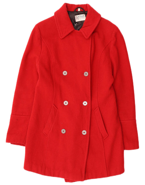 SASHA Женское двубортное пальто UK 12 Medium Red Wool