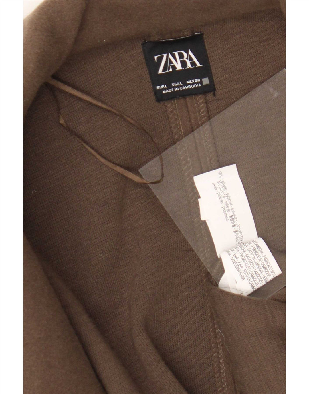 Женское открытое пальто Zara UK 16, большой размер, коричневый, полиэстер