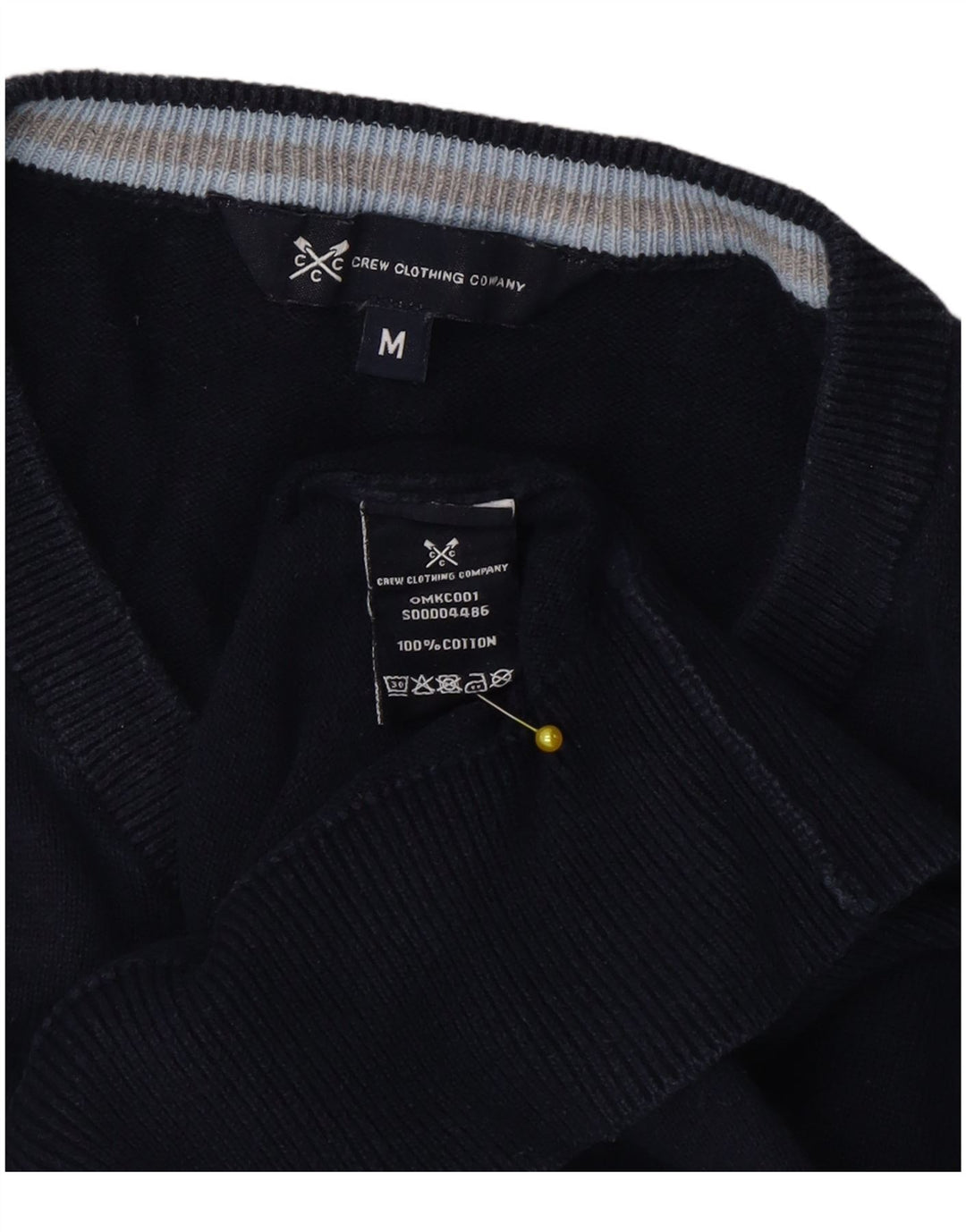 Crew Clothing Мужской джемпер с v-образным вырезом, свитер среднего размера, темно-синий, хлопок