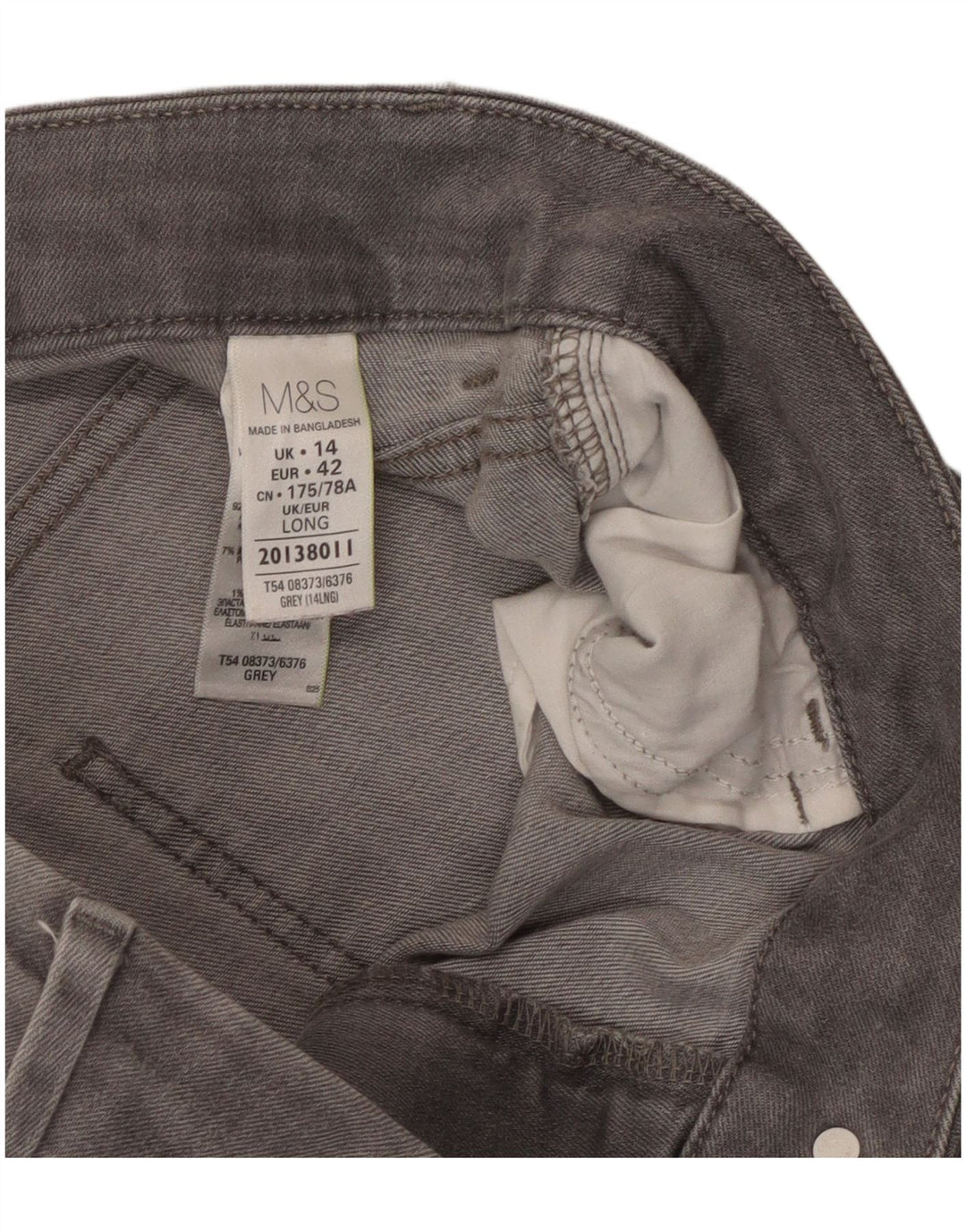 Женские прямые джинсы Marks & Spencer UK 14, большие размеры W32 L31, серый хлопок