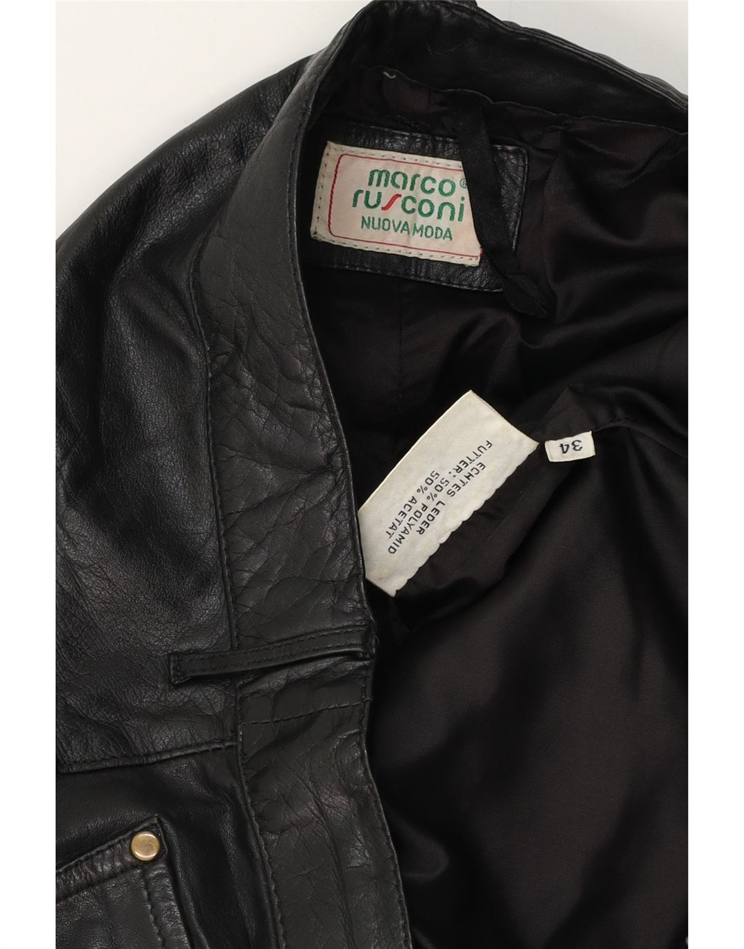 Винтажные мужские прямые кожаные брюки W34 L30, черные кожаные