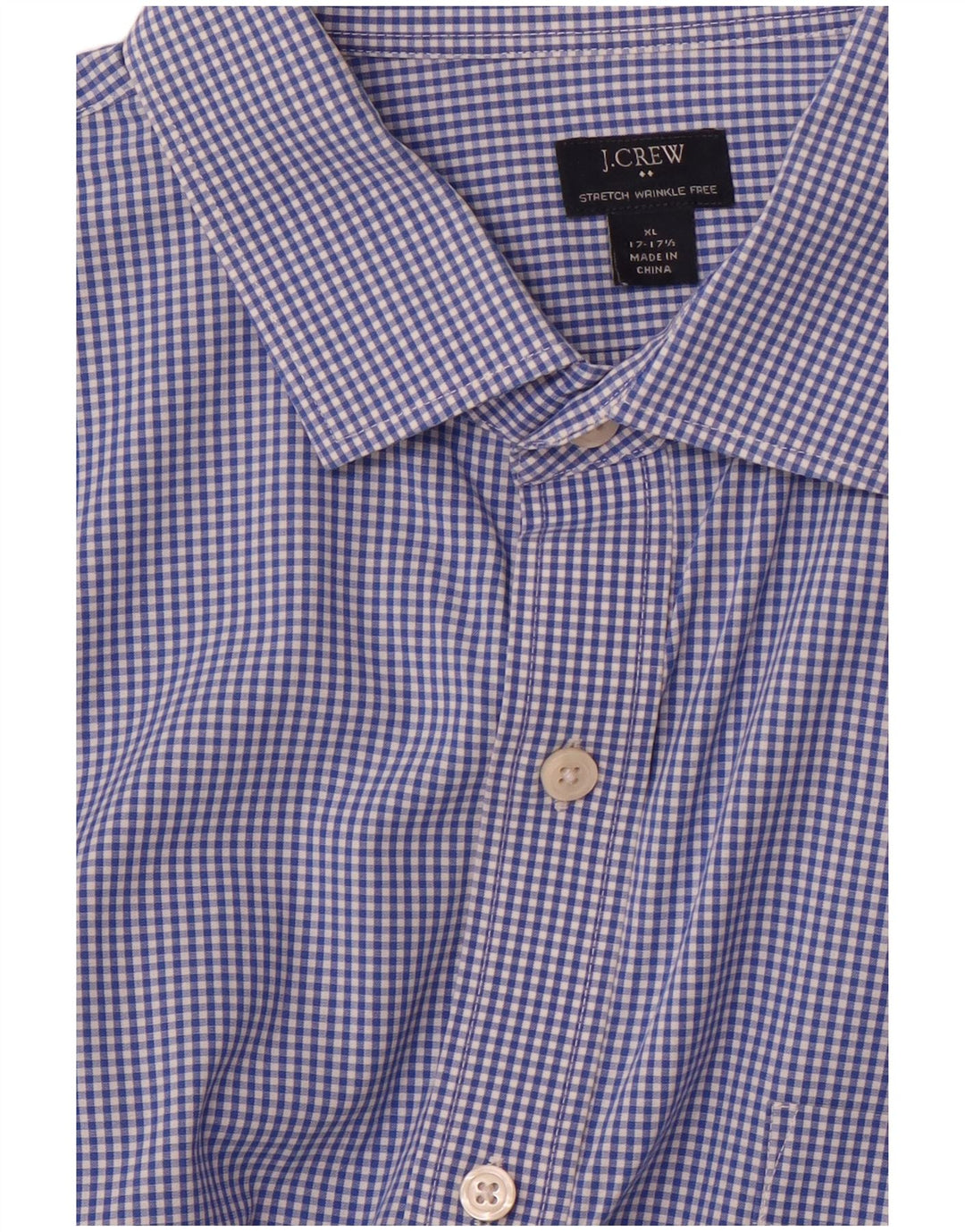 Мужская рубашка стрейч J. Crew, размер 17 17/12 XL, синяя в мелкую клетку