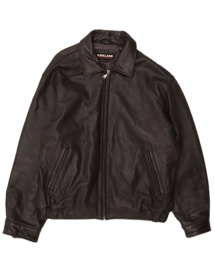 Мужская кожаная куртка Kirkland UK 40, большая черная кожаная