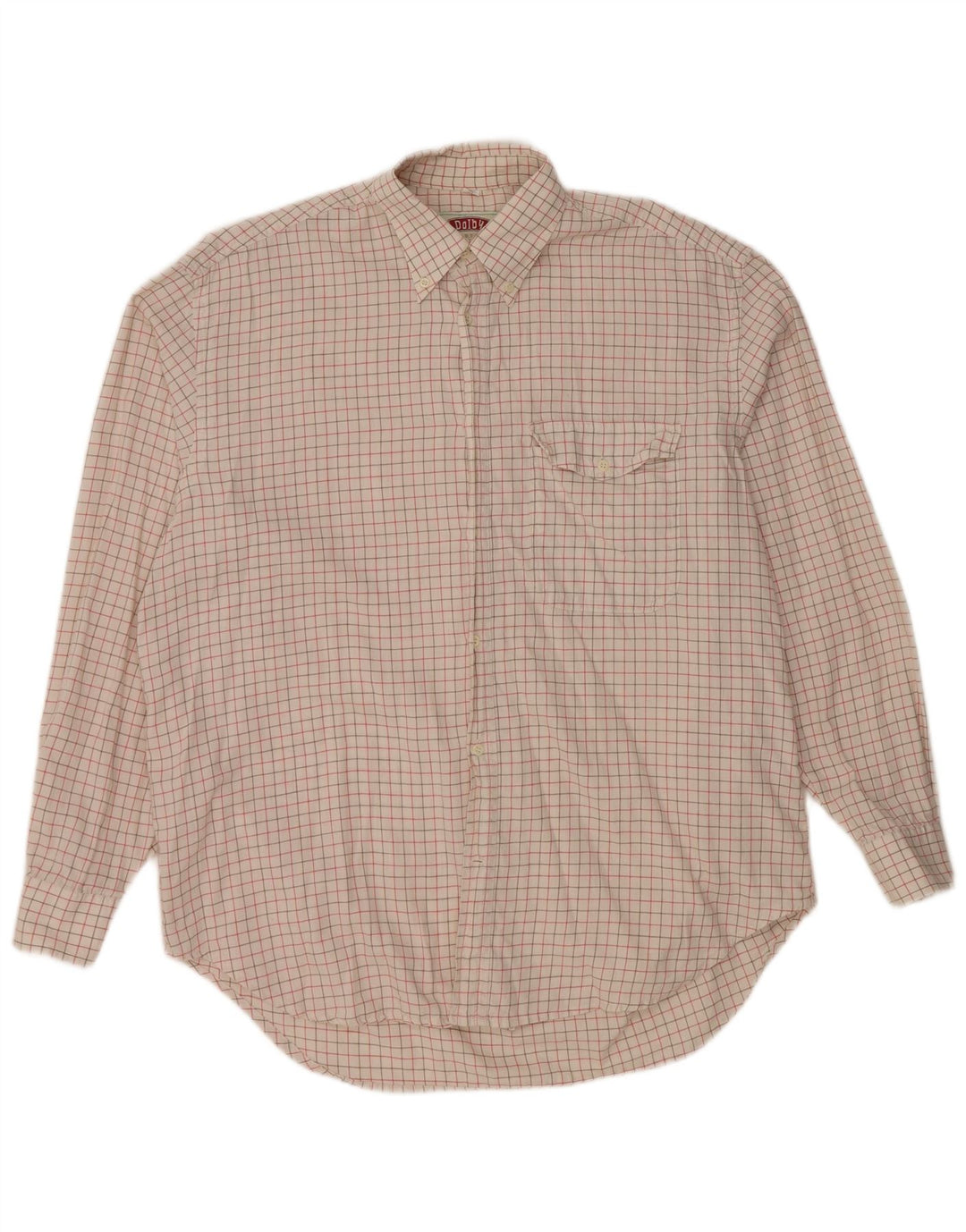 Мужская рубашка VINTAGE, размер 41, большая хлопковая белая клетка в клетку