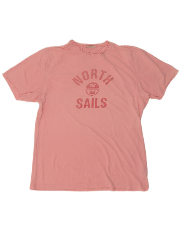 Мужская футболка с рисунком North Sails, большой розовый хлопковый топ