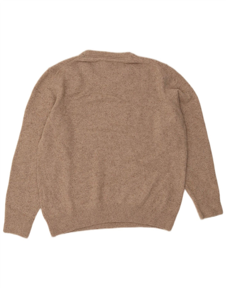 Мужской джемпер с круглым вырезом Barbour, большой бежевый шерстяной свитер в крапинку