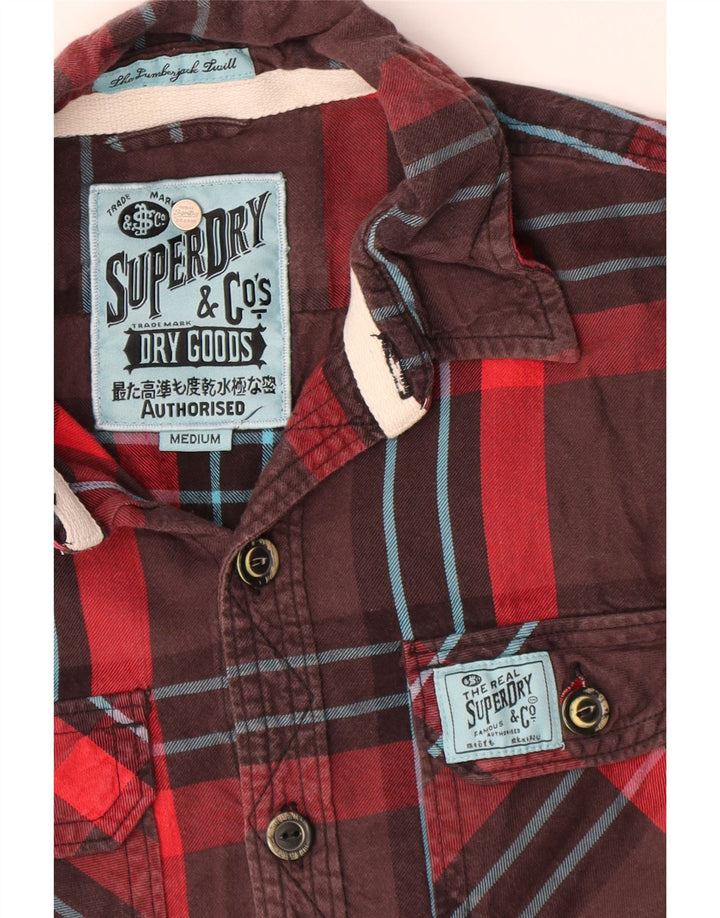 Мужская фланелевая рубашка Superdry среднего размера, коричневая клетка, хлопок