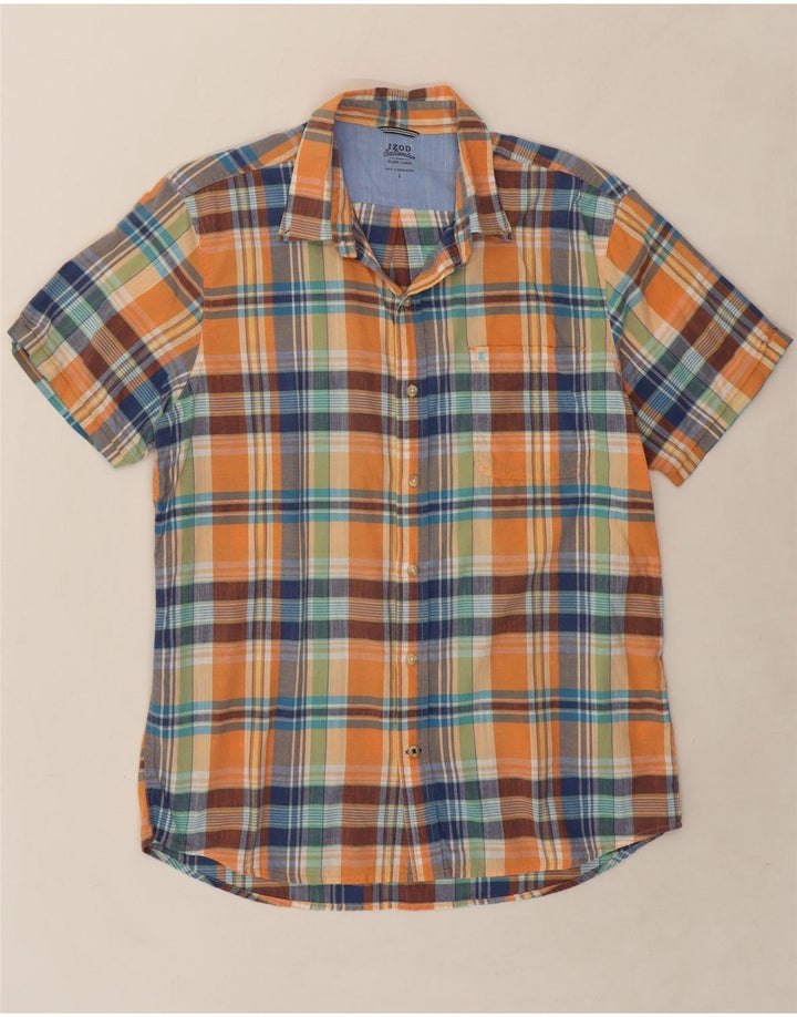 IZOD Mens Salt Water Short Sleeve Shirt Large Multicoloured Check Cotton Vintage Izod and Second-Hand Izod from Messina Hembry 