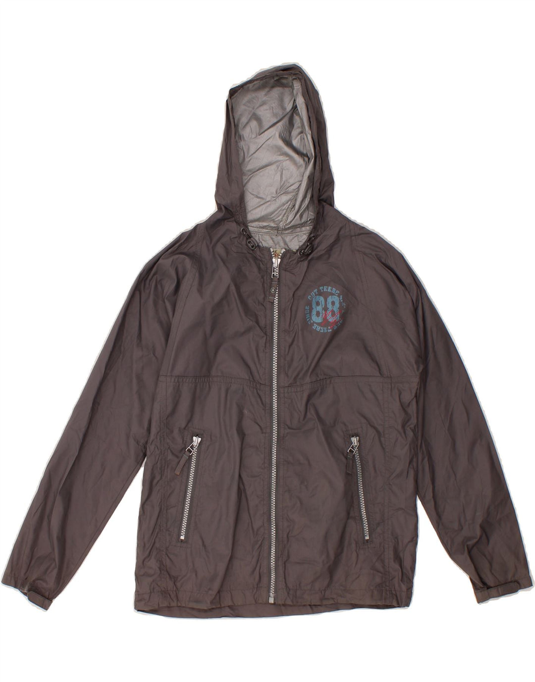 FAT FACE Boys Hooded Rain Jacket 10-11 Years Grey Nylon Vintage Fat Face and Second-Hand Fat Face from Messina Hembry 