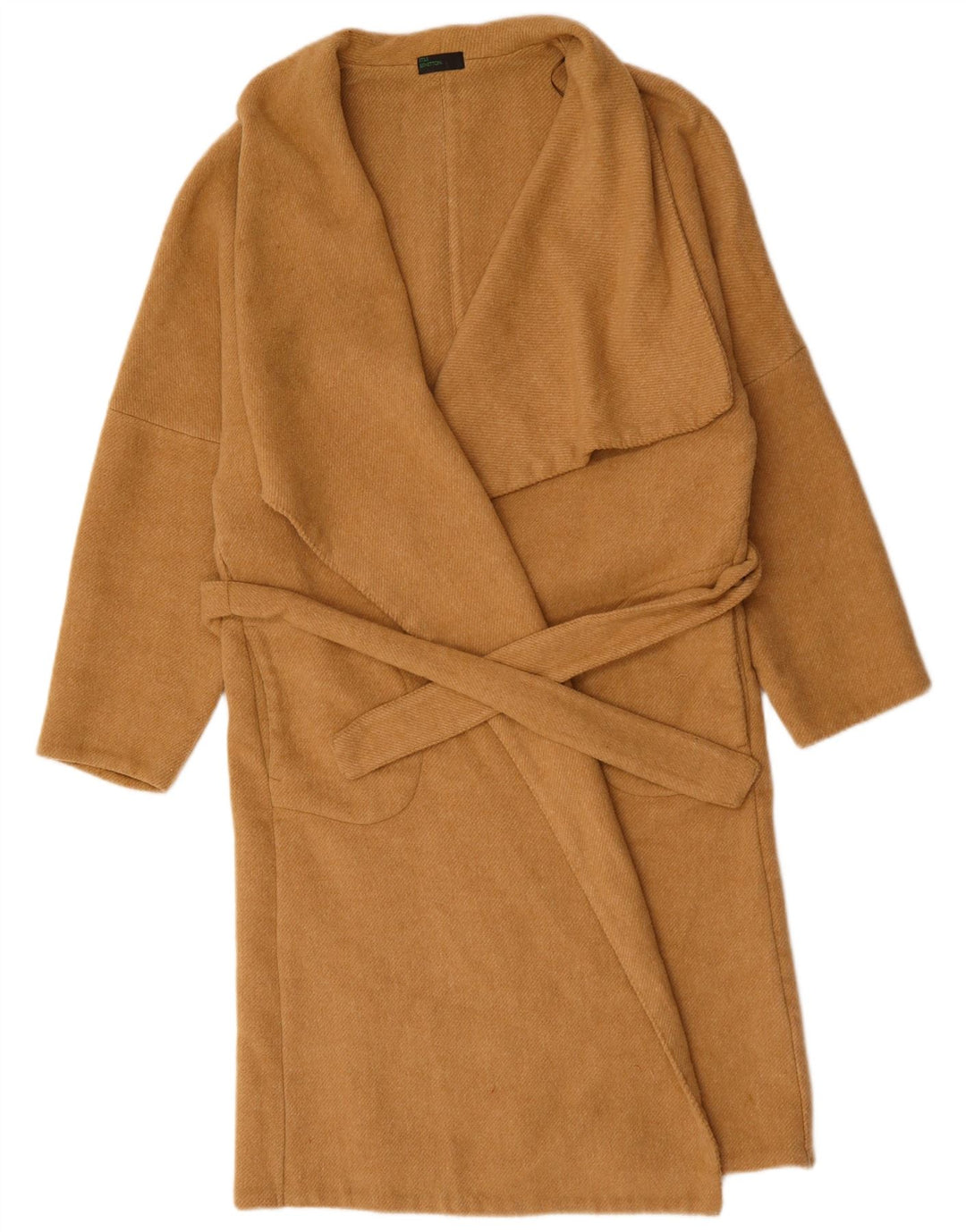 BENETTON Женское открытое пальто UK 18 XL Коричневый полиэстер